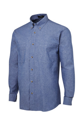 Cotton Chambray Blue Stitch L/S Shirt